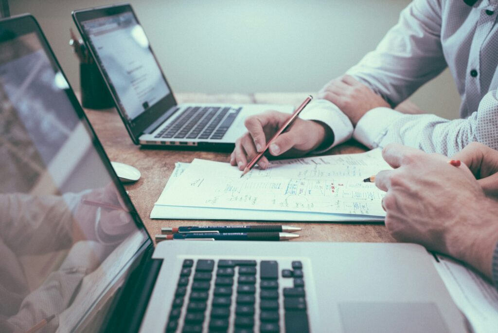 Professional reviewing financial statements and reports