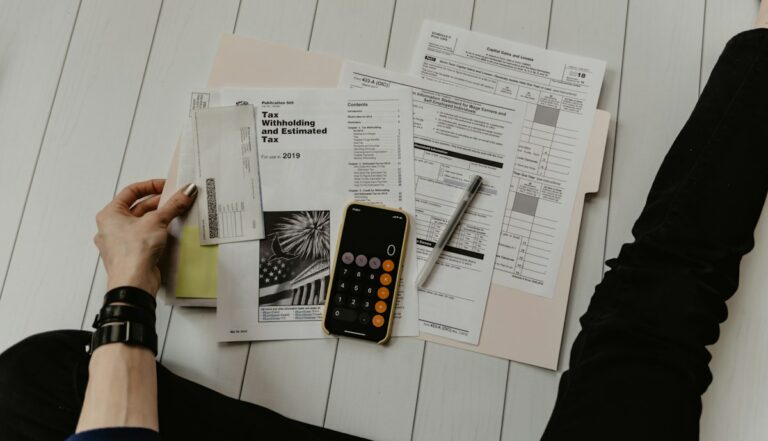 Financial records and receipts organized for compilation